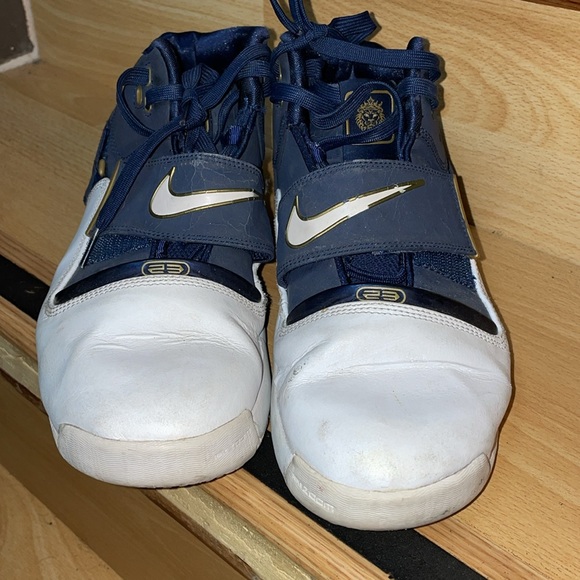 Nike Lebron Zoom Soldier Dunkman Navy Blue White Men Shoes 316643-411 Preowned - Picture 3 of 10